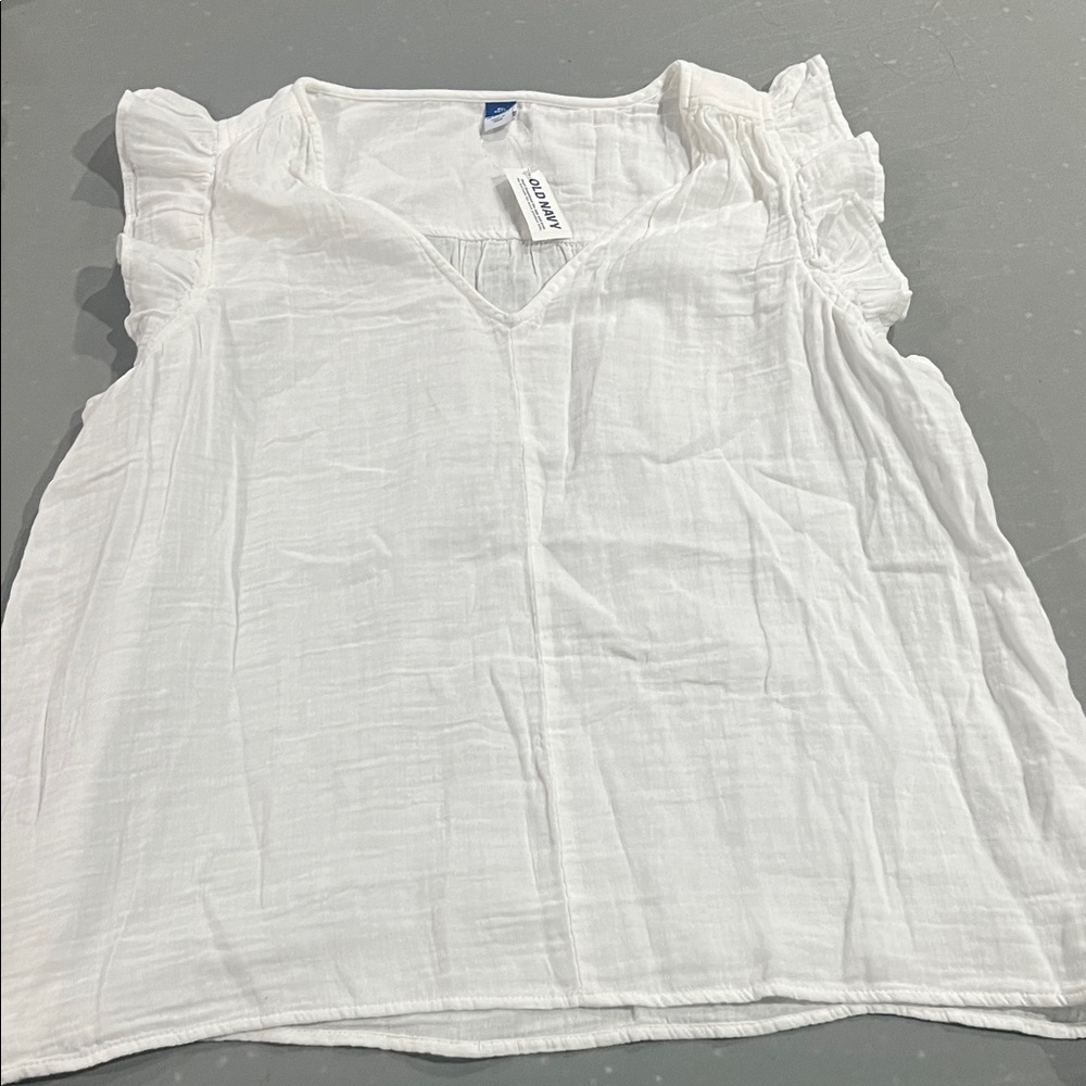 Old Navy White Blouse with Ruffled Sleeves